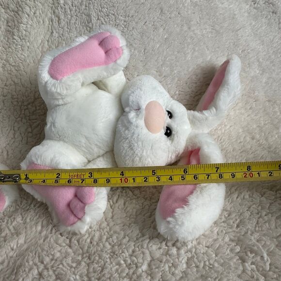 Set of 2 Soft Dreams White Pink Bunny Rabbit with Rattle 8” Easter Spring Plush - Picture 7 of 7